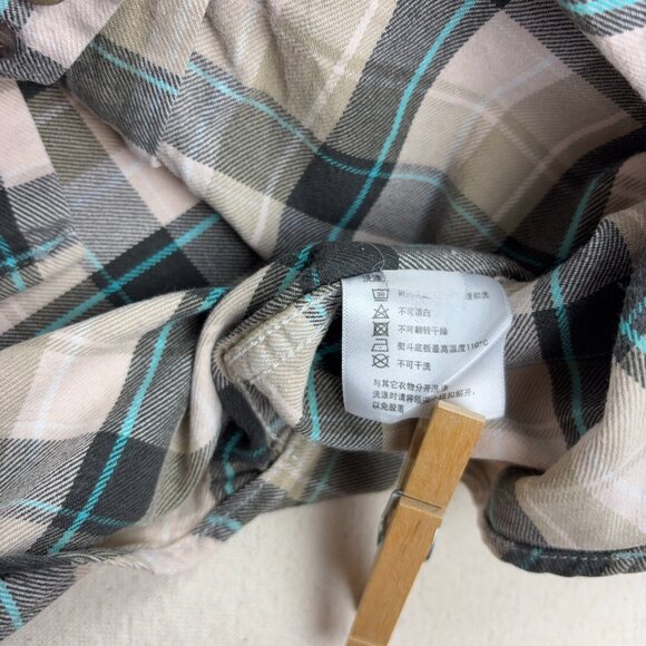 Brown + Blue Plaid Flannel Shirt Button Down Long Sleeve Vancl Camp Fall 175 96A - Picture 9 of 12